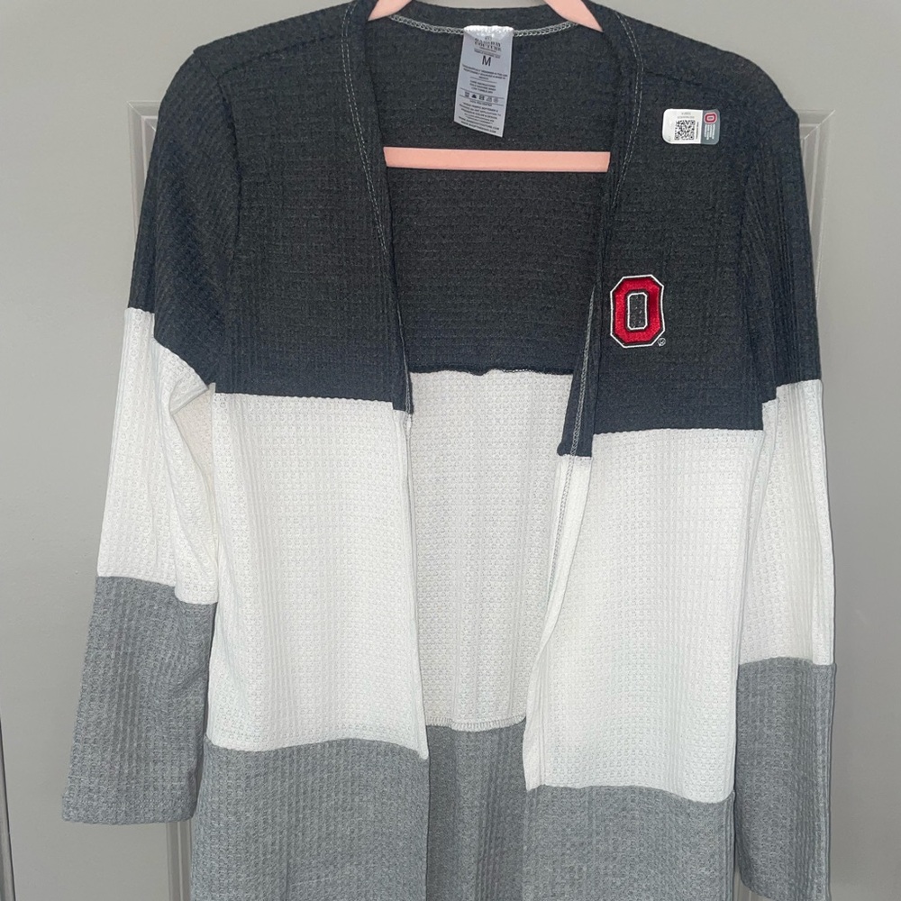 Ohio State Buckeyes Gameday Couture Tri-Blend Cardigan - White/Gray Size: M NWT